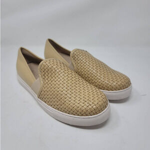 J/Slides Calina Sneaker Size 10 Close Toe Leather Upper Slip On Shoes Tan